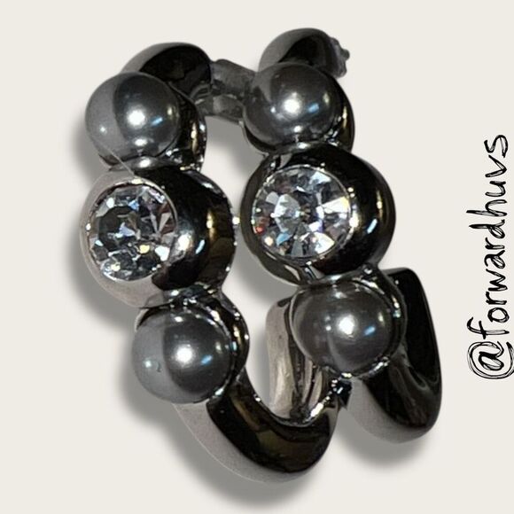 Bundle Sale 3 for $15 | Silver-Tone Hoop on Stud Earrings - Picture 1 of 8